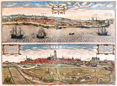 Helsingor et Ribe, Danemark (gravure) - Franz Hogenberg