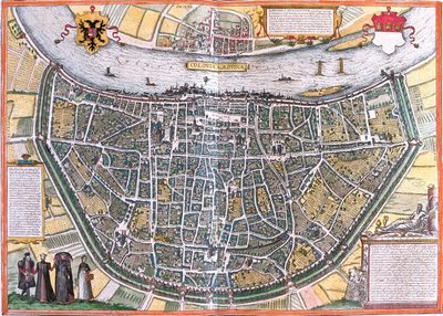 Plan de Cologne (Colonia Agrippa), Allemagne - Franz Hogenberg