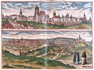 Prague, capitale du Royaume de Bohême, République tchèque (gravure) - Franz Hogenberg