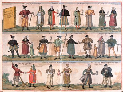 Divers costumes de Dithmarschen et des environs, Allemagne (gravure) - Franz Hogenberg