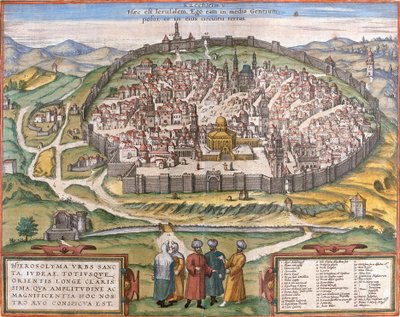 Vue de Jérusalem, Israël (eau-forte) - Franz Hogenberg
