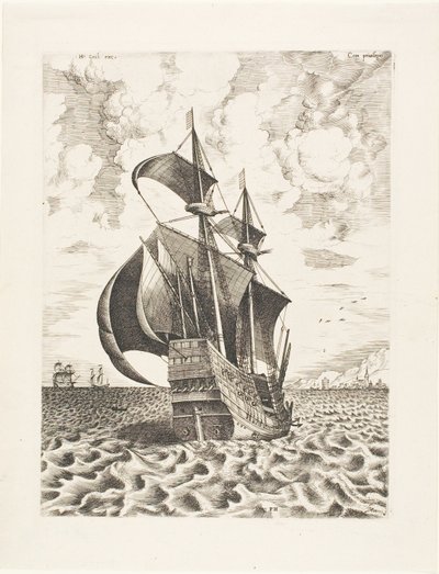 Quatre-mâts armé naviguant vers un port, de Les Navires à Voiles - Franz Huys