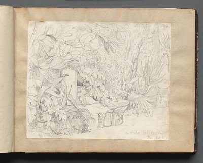 Album avec vues de Rome et des environs, études de paysage, page 03a : Dans la villa Walkonsky - Franz Johann Heinrich Nadorp