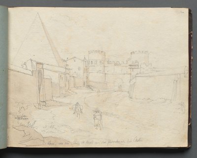 Album avec des vues de Rome et des environs, études de paysages, page 06a : Rome von der Porta - Franz Johann Heinrich Nadorp