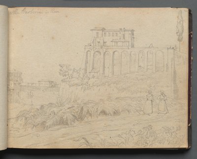 Album avec des vues de Rome et des environs, études de paysages, page 07a: Villa Barberini à Rome - Franz Johann Heinrich Nadorp