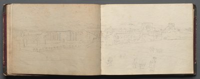 Album avec des vues de Rome et des environs, études de paysage, page 08b et 09a : Vue panoramique de Rome - Franz Johann Heinrich Nadorp