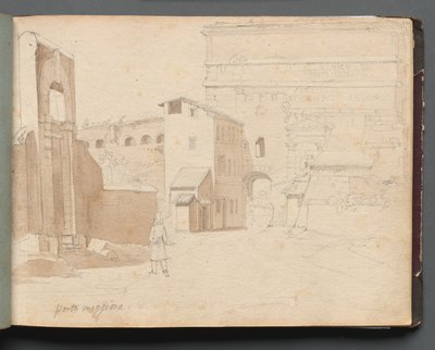 Album avec des vues de Rome et des environs, études de paysage, page 11a : Porta Maggiore - Franz Johann Heinrich Nadorp
