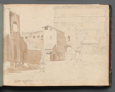 Album avec des vues de Rome et des environs, études de paysage, page 11a : "Porta Maggiore" - Franz Johann Heinrich Nadorp