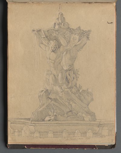 Album avec vues de Rome et des environs, études de paysages, page 21a : Fontaine romaine - Franz Johann Heinrich Nadorp