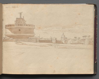 Album avec des vues de Rome et des environs, études de paysage, page 23a : Château Saint-Ange, Rome - Franz Johann Heinrich Nadorp