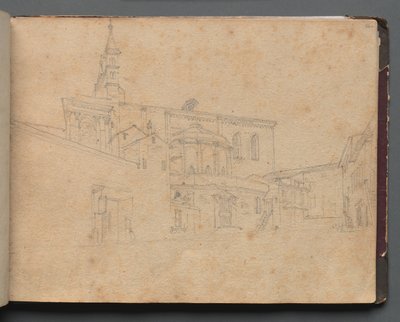 Album avec des vues de Rome et des environs, études de paysages, page 26a: Vue architecturale romaine - Franz Johann Heinrich Nadorp