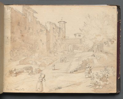 Album avec vues de Rome et des environs, études de paysage, page 27a : Frascati - Franz Johann Heinrich Nadorp
