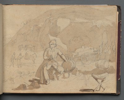 Album avec vues de Rome et des environs, études de paysage, page 39a : Figure dans un paysage - Franz Johann Heinrich Nadorp