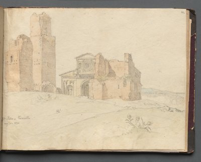 Album avec vues de Rome et des environs, études de paysages, page 41a : St. Pietro, Toscanella - Franz Johann Heinrich Nadorp