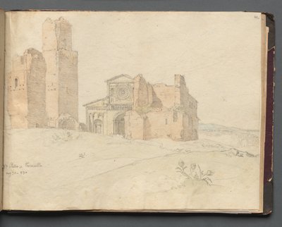 Album avec des vues de Rome et des environs, études de paysage, page 41a : Saint Pietro, Toscanella - Franz Johann Heinrich Nadorp