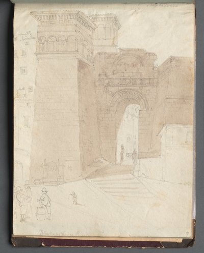 Album avec des vues de Rome et des environs, études de paysage, page 50a : Vue architecturale romaine - Franz Johann Heinrich Nadorp