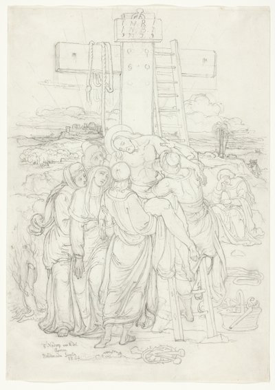 Descente de Croix avec une Silhouette de Jérusalem en Arrière-Plan - Franz Johann Heinrich Nadorp