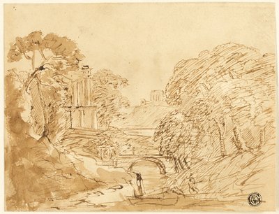 Paysage avec pont et ruines - Franz Kobell
