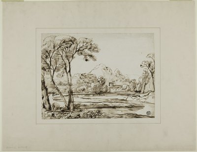 Paysage avec rivière et collines lointaines - Franz Kobell