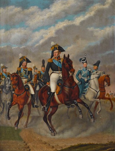 Le tsar Nicolas Ier de Russie avec le tsarévitch Alexandre et sa suite - Franz Krüger