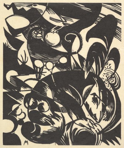 Création I du portfolio Nouveau Eu..., 1914 imprimé posthumément en 1921 et publié en 1922 - Franz Marc