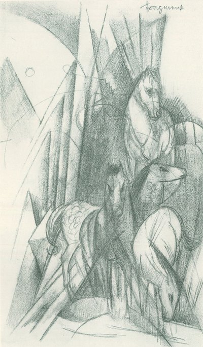 Composition de chevaux et de formes abstraites - Franz Marc