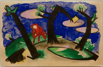 Paysage avec animal rouge - Franz Marc