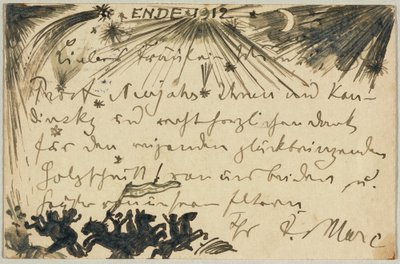 Vœux du Nouvel An, carte postale à Gabriele Münter à Munich - Franz Marc
