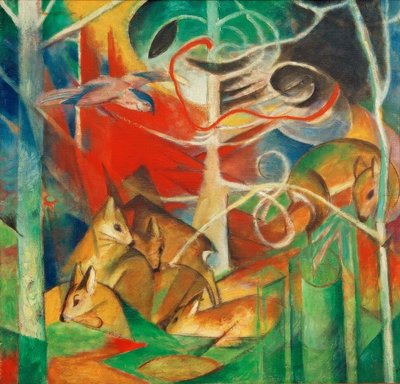 Cerfs dans la forêt I - Franz Marc