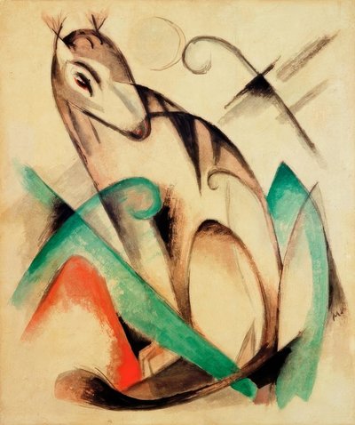 Animal fabuleux assis - Franz Marc