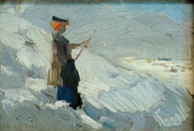 Femme debout dans un paysage d