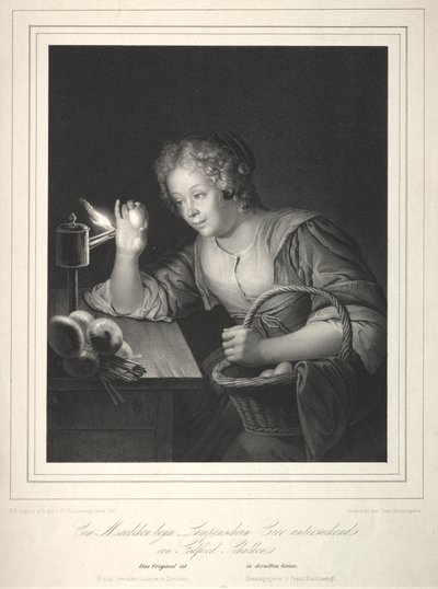 Fille examinant des œufs - Franz Seraph Hanfstaengl