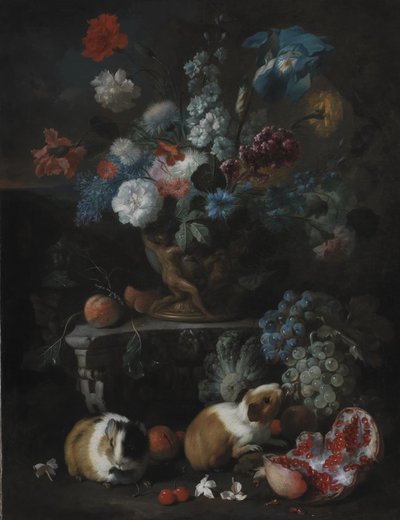 Composition florale avec cochons d