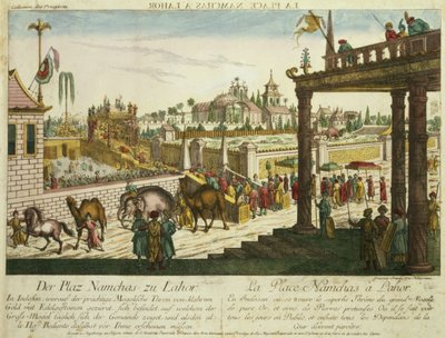 Place Namchas à Lahore, montrant le trône doré du Grand Moghol, Pakistan - Franz Xaver Habermann