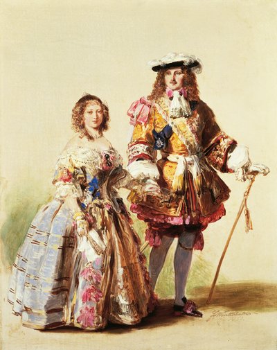 La reine Victoria et le prince Albert portant des vêtements de la Restauration pour leur bal en 1851, peinture par Franz Xaver Winterhalter - Franz Xaver Winterhalter
