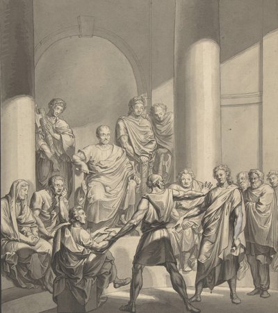 Assemblée de figures romaines, de Regulus, une pièce de Collin, 19e siècle - Franz von Hauslab