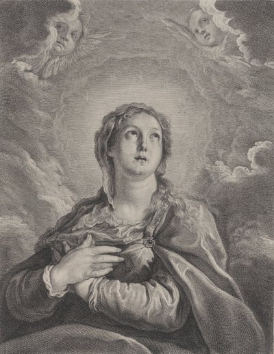 La Vierge, mains croisées sur la poitrine, regardant vers le haut, 1729-1740 - Frédéric Horthemels
