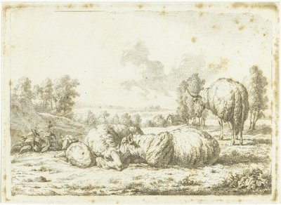 Paysage avec trois moutons et un agneau - Frédéric Théodore Faber