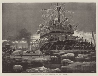Givre, neige et glace sur la Medway, port de Sheerness après une tempête de neige - Fred T. Jane