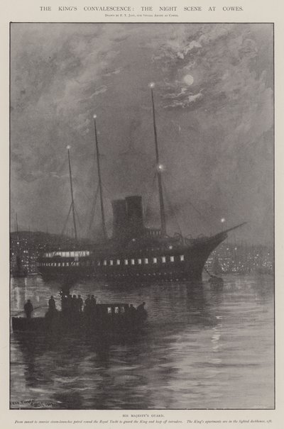 La convalescence du roi, la scène nocturne à Cowes - Fred T. Jane