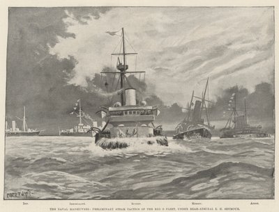 Les manœuvres navales, tactiques préliminaires à vapeur de la flotte rouge B, sous le contre-amiral E H Seymour - Fred T. Jane