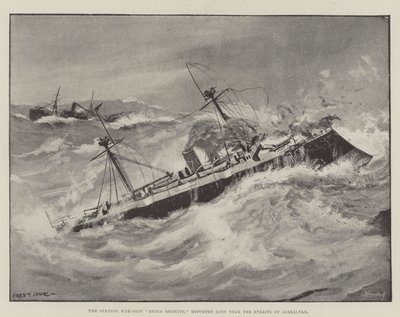 Le navire de guerre espagnol, Reina Regente, signalé perdu près du détroit de Gibraltar - Fred T. Jane