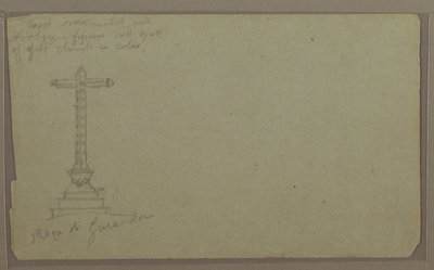 Dessin, une croix sur la place principale, Guaranda, 1857 - Frederic Edwin Church