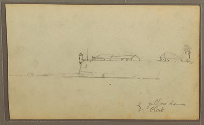 Dessin, un fort ; au verso : croquis botaniques, maison, 1857 - Frederic Edwin Church
