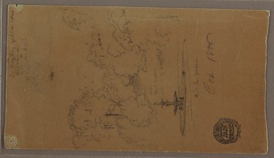 Dessin, Fontaine dans un parc, chutes du Niagara, octobre 1856 - Frederic Edwin Church