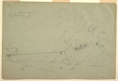 Dessin, pont de cordes en Colombie, août 1853 - Frederic Edwin Church