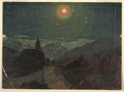 Dessin, Paysage alpin de nuit, 1868 - Frederic Edwin Church