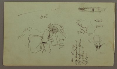 Dessin, rochers, maison, avril 1868 - Frederic Edwin Church