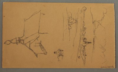 Dessin, Vallée large, hangar, St. Gilgen, Autriche, peut-être 1868 - Frederic Edwin Church