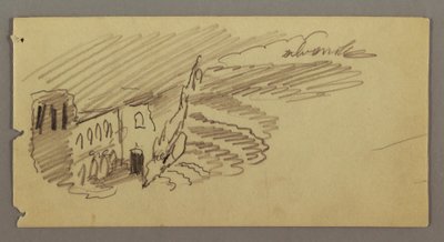 Dessin, bâtiment au clair de lune, peut-être 1869 - Frederic Edwin Church